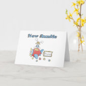 男の赤ちゃんの新しい伯母さん カード (黄色い花)