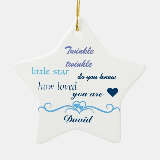 、男の赤ちゃんの星カスタマイズ セラミックオーナメント (正面)