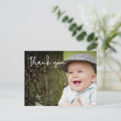 男の赤ちゃんの最初の誕生日ありがとう写真 ポストカード (スタンド正面)