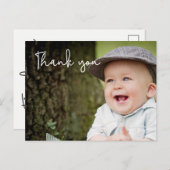 男の赤ちゃんの最初の誕生日ありがとう写真 ポストカード (正面/裏面)