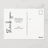 男の赤ちゃんの最初の誕生日ありがとう写真 ポストカード (裏面)