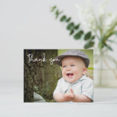 男の赤ちゃんの最初の誕生日ありがとう写真 ポストカード (スタンド正面)