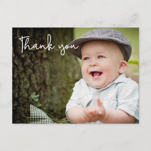 男の赤ちゃんの最初の誕生日ありがとう写真 ポストカード (正面)