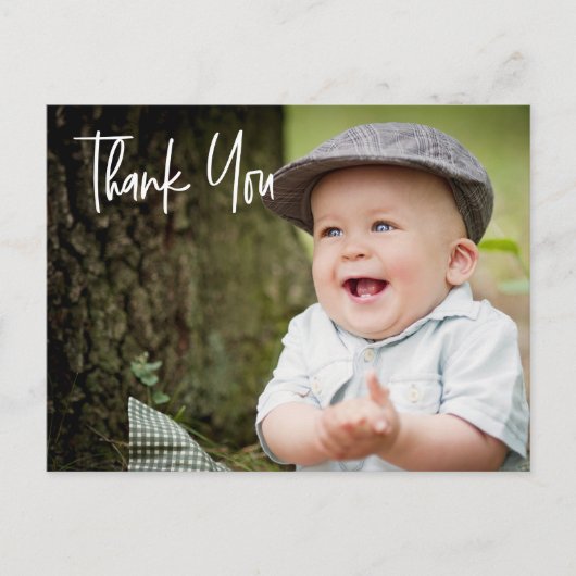 男の赤ちゃんの最初の誕生日パーティフォトカスタム ポストカード (正面)