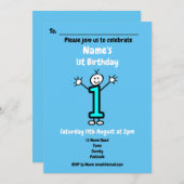 男の赤ちゃんの最初の誕生日パーティーの招待 招待状 (正面/裏面)