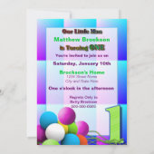 男の赤ちゃんの最初の誕生日 – バルーン 招待状 (裏面)