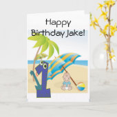 男の赤ちゃんの最初誕生日 カード (黄色い花)