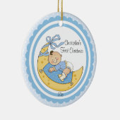 男の赤ちゃんの月のベビーの初めてのクリスマスのオーナメント セラミックオーナメント (右)