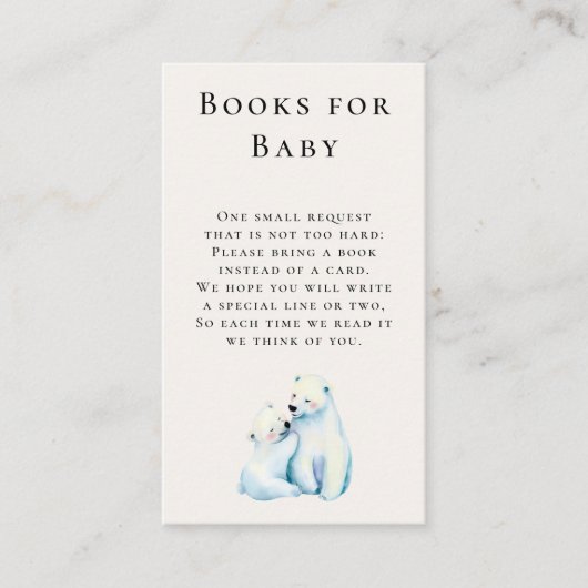 男の赤ちゃんの本ポーラーママベアーキュブベビーシャワー エンクロージャーカード (正面)