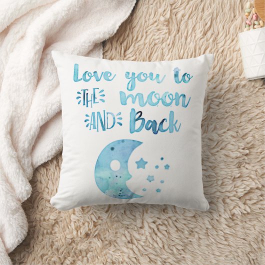 男の赤ちゃんの水の色を愛する月と背中 クッション (ブランケット)