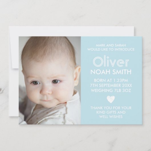 男の赤ちゃんの発表かサンキューカード サンキューカード (正面)