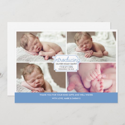 男の赤ちゃんの発表かサンキューカード サンキューカード (正面/裏面)