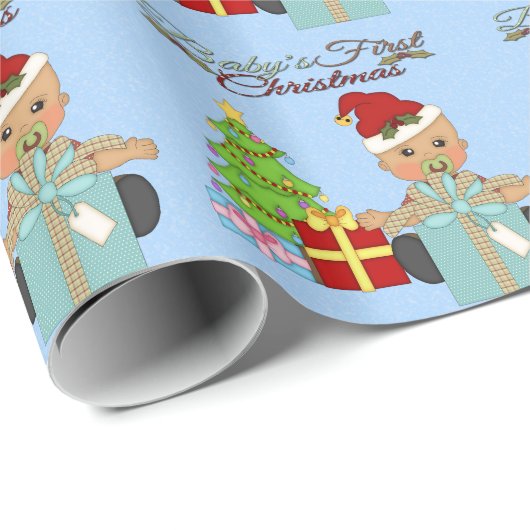 男の赤ちゃんの第1クリスマスの包装紙 ラッピングペーパー (ロールコーナー)