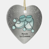 男の赤ちゃんの第1クリスマス-ハート形のオーナメント セラミックオーナメント (右)