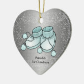 男の赤ちゃんの第1クリスマス-ハート形のオーナメント セラミックオーナメント (左)