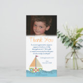 男の赤ちゃんの第1誕生会のフォトカードありがとう サンキューカード (スタンド正面)