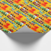 男の赤ちゃんの第1誕生日のカスタムな建築のトラック ラッピングペーパー (角)