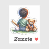 男の赤ちゃんの色と彼のテディベア赤ちゃんシャワー シール (シート)