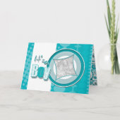 男の赤ちゃんの誕生の写真カード発表 案内状 (正面)