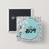 男の赤ちゃんの誕生の発表くま 缶バッジ (正面&裏面)