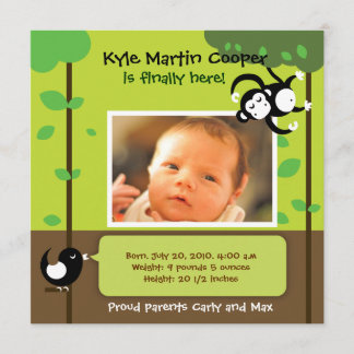 男の赤ちゃんの誕生の発表 案内状