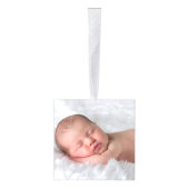 男の赤ちゃんの誕生はパーソナライズな写真を記録します キューブオーナメント (右)