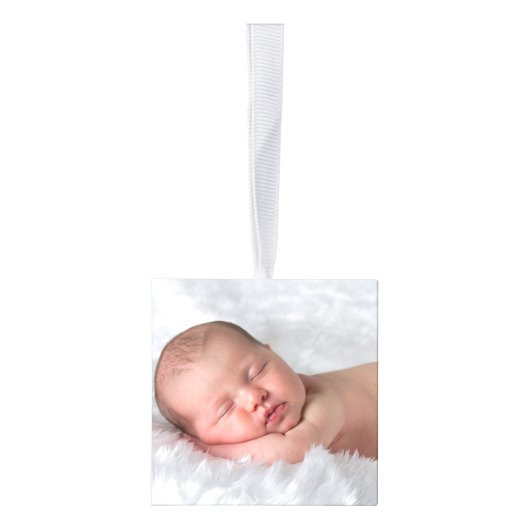 男の赤ちゃんの誕生はパーソナライズな写真を記録します キューブオーナメント (右)