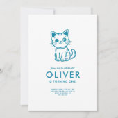 男の赤ちゃんの誕生日パーティカスタムーカラーズkitten 招待状 (正面)