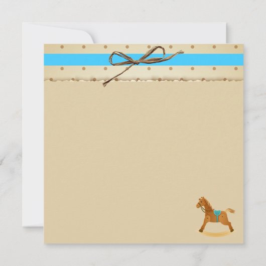 男の赤ちゃんの赤ちゃんシャワー招待状ロッキング馬 招待状 (裏面)