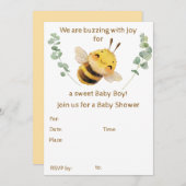 男の赤ちゃんの赤ちゃんシャワー招待 招待状 (正面/裏面)