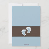 男の赤ちゃんの足跡の写真の誕生の発表 案内状 (裏面)