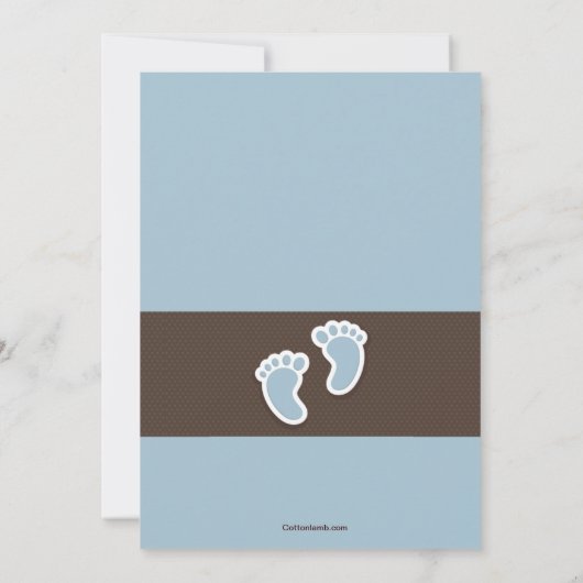 男の赤ちゃんの足跡の写真の誕生の発表 案内状 (裏面)