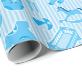 男の赤ちゃんの青のコラージュ ラッピングペーパー (ロールコーナー)