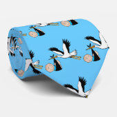 男の赤ちゃんの青及びこうのとり ネクタイ (ロール)