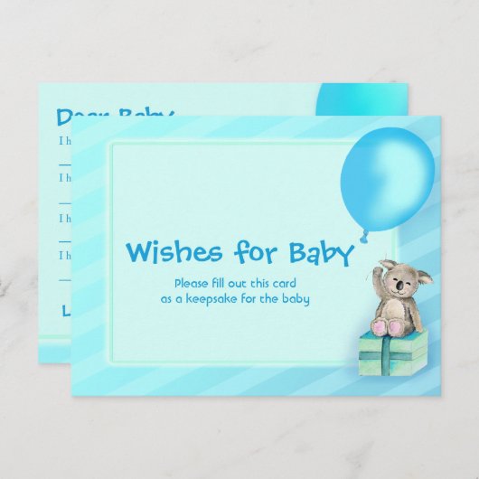 男の赤ちゃんの願い – koala赤ちゃんシャワー葉書 アドバイスカード (正面/裏面)
