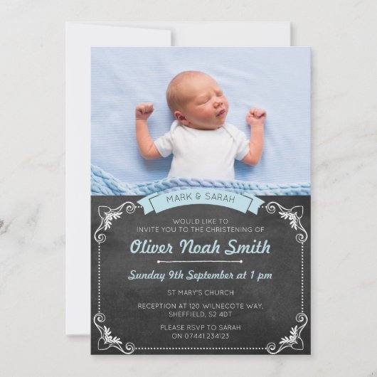 男の赤ちゃんの《キリスト教》洗礼式や命名式か洗礼の招待状 招待状 (正面)