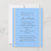 男の赤ちゃんの《キリスト教》洗礼式や命名式の招待、青、白いポルカ 招待状 (裏面)