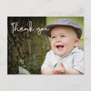 男の赤ちゃんのCustBaby Boy's first birthday Thank You ポストカード