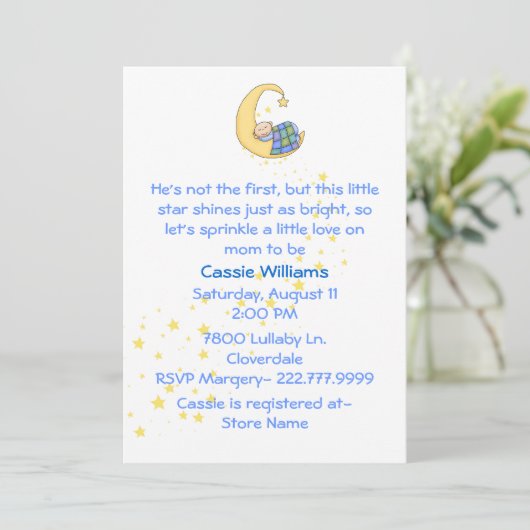 男の赤ちゃんはシャワーの招待状を振りかけます 招待状 (スタンド正面)