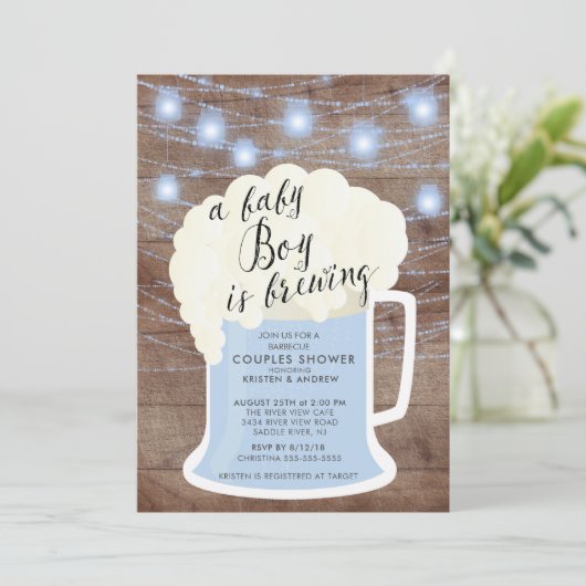 男の赤ちゃんはブルーイングボーイズ赤ちゃんシャワー招待状 招待状 (スタンド正面)