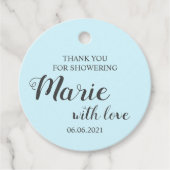 男の赤ちゃんは赤ちゃんシャワーを浴びてくれてありがとう フェイバータグ (正面)