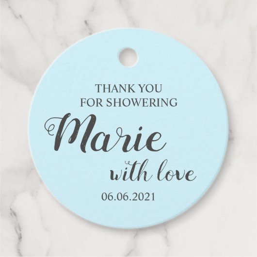 男の赤ちゃんは赤ちゃんシャワーを浴びてくれてありがとう フェイバータグ (正面)