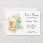 男の赤ちゃんは醸造 | Blue Summer Outdoor Shower 招待状 (正面)