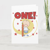 男の赤ちゃんは1歳の誕生日Tシャツとギフト カード (正面)