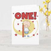 男の赤ちゃんは1歳の誕生日Tシャツとギフト カード (黄色い花)