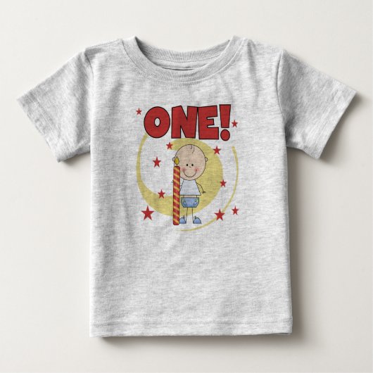 男の赤ちゃんは1歳の誕生日Tシャツとギフト ベビーTシャツ (正面)
