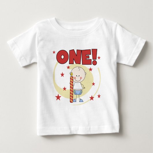 男の赤ちゃんは1歳の誕生日Tシャツとギフト ベビーTシャツ (正面)