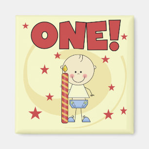 男の赤ちゃんは1歳の誕生日Tシャツとギフト マグネット