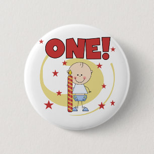 男の赤ちゃんは1歳の誕生日Tシャツとギフト 缶バッジ