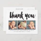 男の赤ちゃんは3つの写真フレームの郵便はがき感謝していしています 案内ポストカード (正面/裏面)